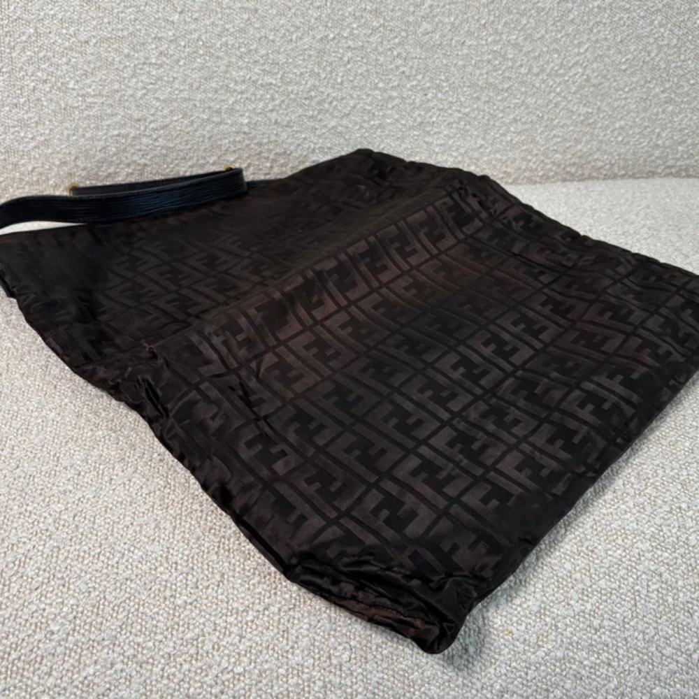 Authentic Fendi Brown Monogram Nylon Messenger Bag